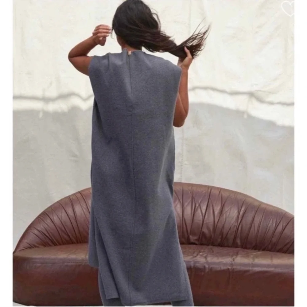 Lunya Cozy Cotton Silk Oversized Dress Sleeveless V-Neck Grey Size Medium - Picture 7 of 8